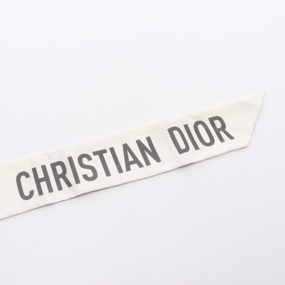 Christian Dior Dior Mitzah Silk Scarf for Women, Ivory/Gray - Picture 3 of 3